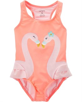 Carters  Kız Çocuk Sevimli Flamingo Desenli Mayo